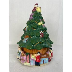 Spode Hand Painted Christmas Tree Spinning Bottom Music Box